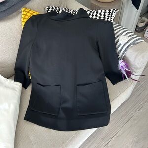 COS black tunic with front pockets and 3/4 sleeves